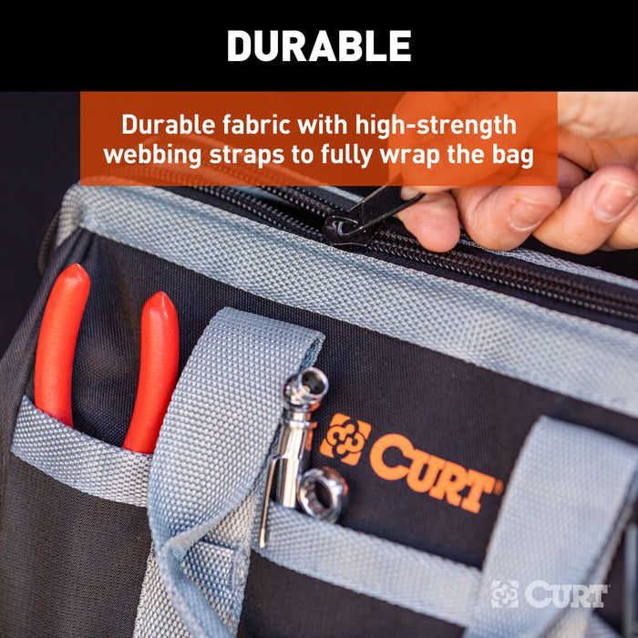 CURT Towing Accessories Storage Tool Bag, 14 Pockets, Reinforced Webbing Model 70004