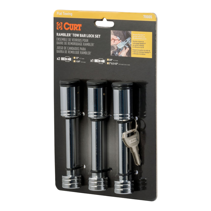 CURT Rambler RV Tow Bar Lock Set, 3-Pack, Keyed-Alike Model 70005