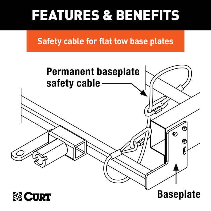CURT Replacement 36 x 1/4-Inch Diameter Vinyl-Coated Tow Bar Base Plate Safety Cable, 3,500 Pounds Model 70006