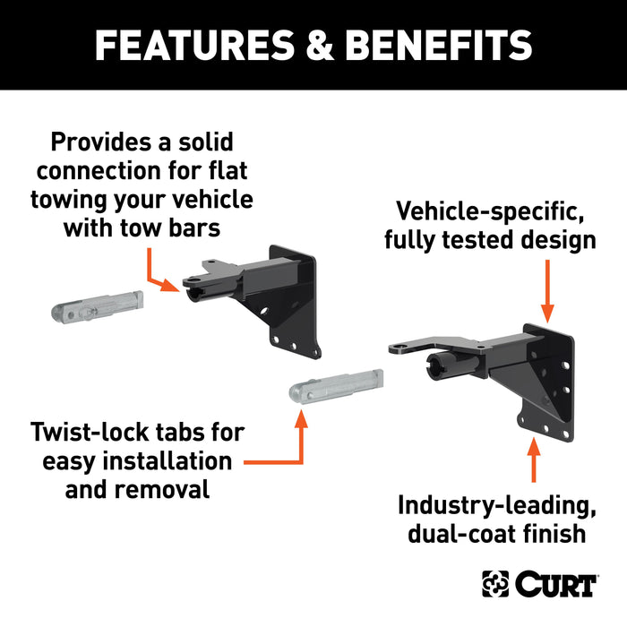 CURT Custom Tow Bar Base Plate Brackets for Dinghy Towing, Fits Select Jeep Cherokee Model 70103