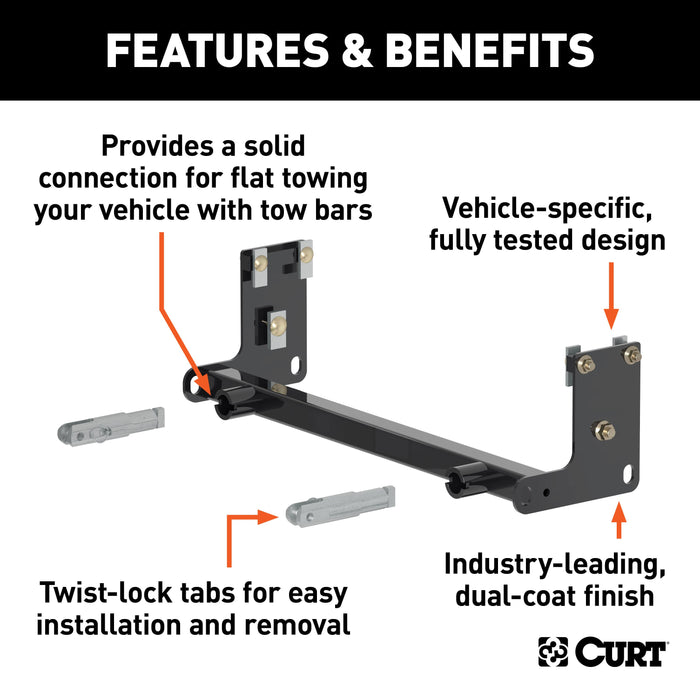 CURT Custom Tow Bar Base Plate Brackets for Dinghy Towing, Fits Select Jeep Wrangler JK Model 70110