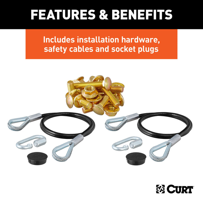 CURT Custom Tow Bar Base Plate Brackets for Dinghy Towing, Fits Select Jeep Wrangler JK Model 70110