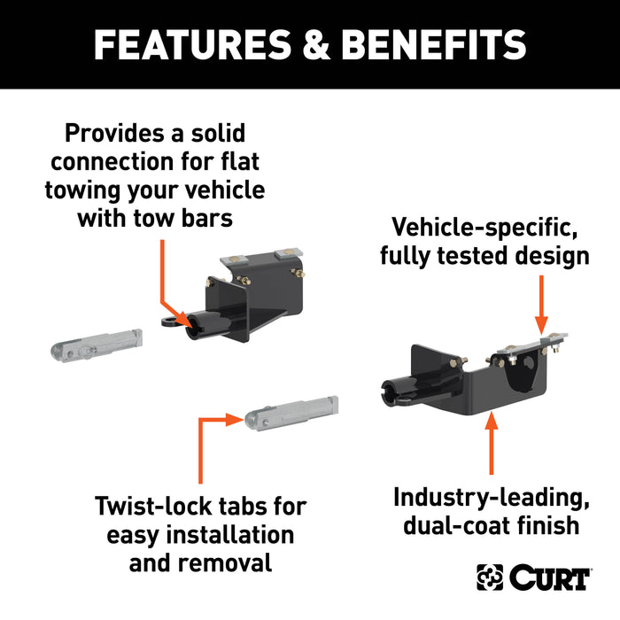 CURT Custom Tow Bar Base Plate Brackets for Dinghy Towing, Fits Select Chevrolet Traverse Model 70136