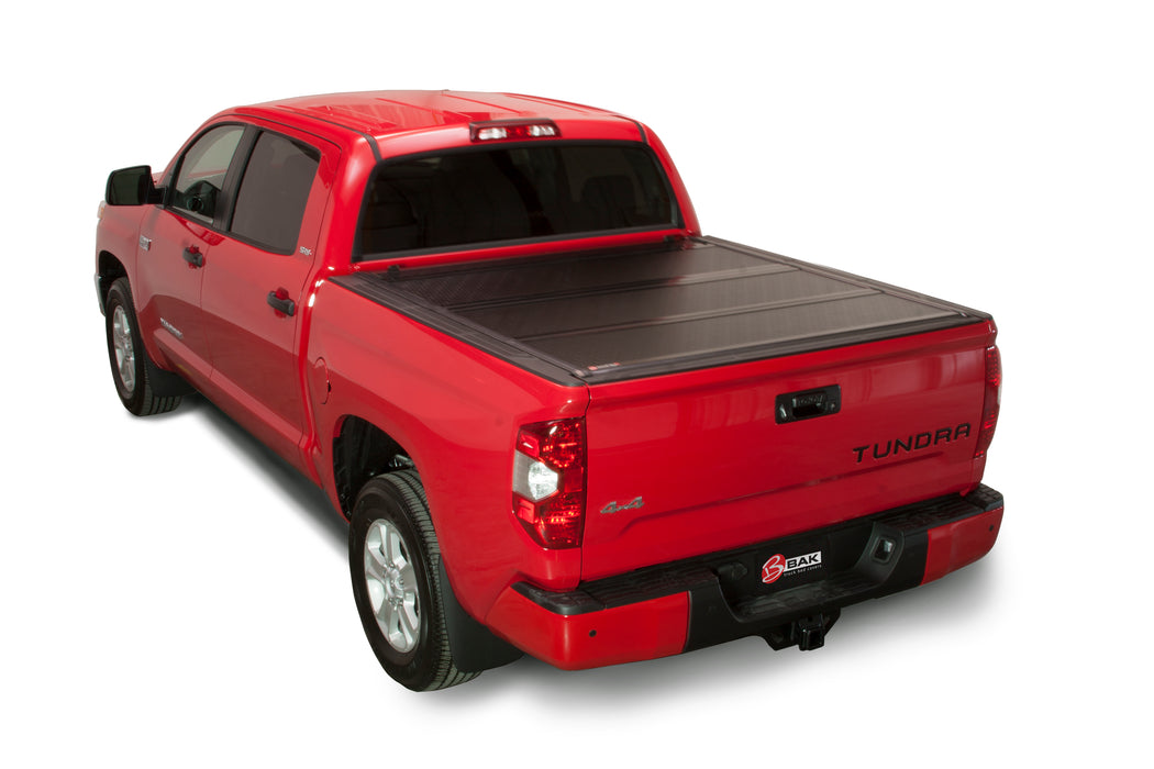 BAK BAKFlip FiberMax Hard Folding Truck Bed Cover - Rail Mounts Near Top of Bed Rail - Rails Can Be Lowered Using Drop Down Brackets - 2000-2006 Toyota Tundra Double Cab 6' 2" Bed Model 1126405
