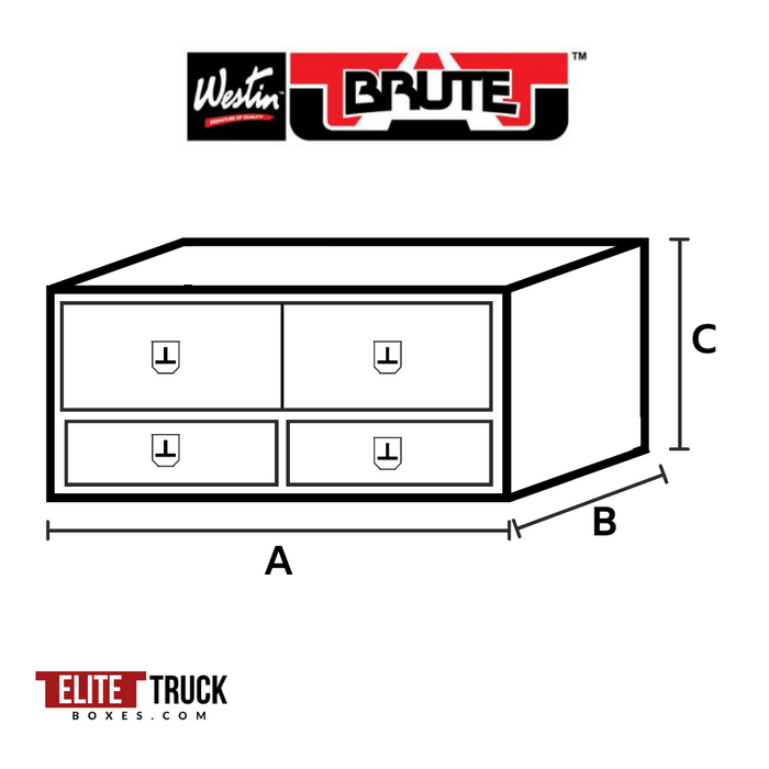 Westin Brute 80-TB400-96D-BD-BT Top Mount Tool Box 96" Black Aluminum Double Top Door Two Bottom Drawers