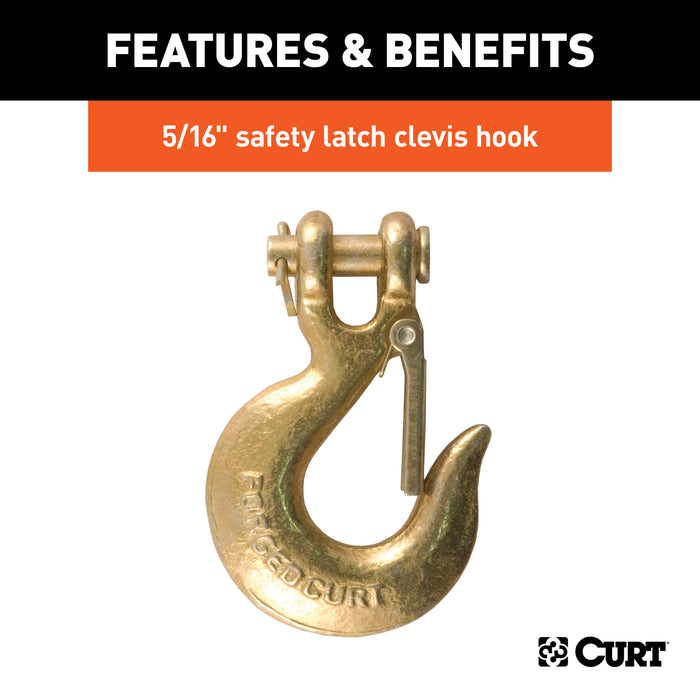 CURT 35-Inch Trailer Safety Chain with 5/16-In Clevis Snap Hook, 11,700 lbs Break Strength Model 80314
