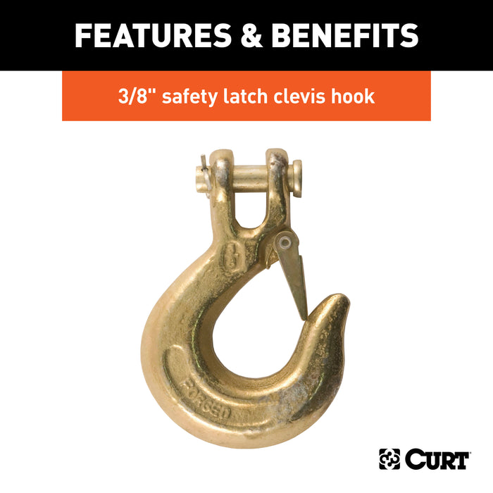 CURT 35-Inch Trailer Safety Chain with 3/8-In Clevis Snap Hook, 16,200 lbs Break Strength Model 80315