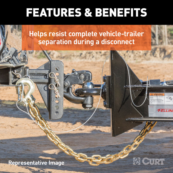 CURT 35-Inch Trailer Safety Chain with 3/8-In Clevis Snap Hook, 24,000 lbs Break Strength Model 80316