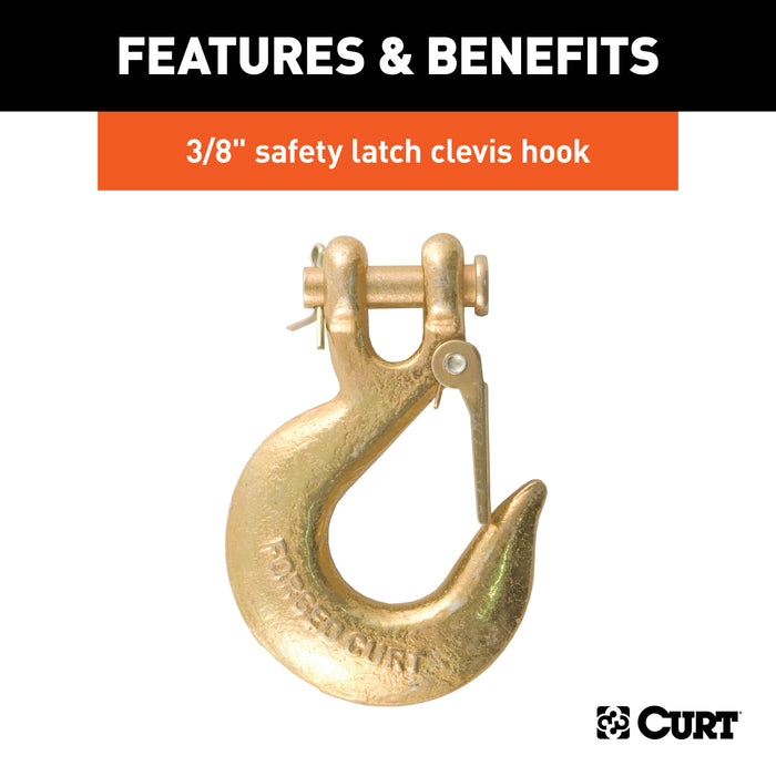 CURT 35-Inch Trailer Safety Chain with 3/8-In Clevis Snap Hook, 24,000 lbs Break Strength Model 80316