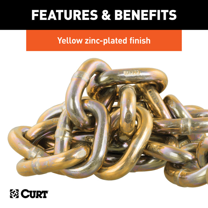 CURT 35-Inch Trailer Safety Chain with 3/8-In Clevis Snap Hook, 24,000 lbs Break Strength Model 80316