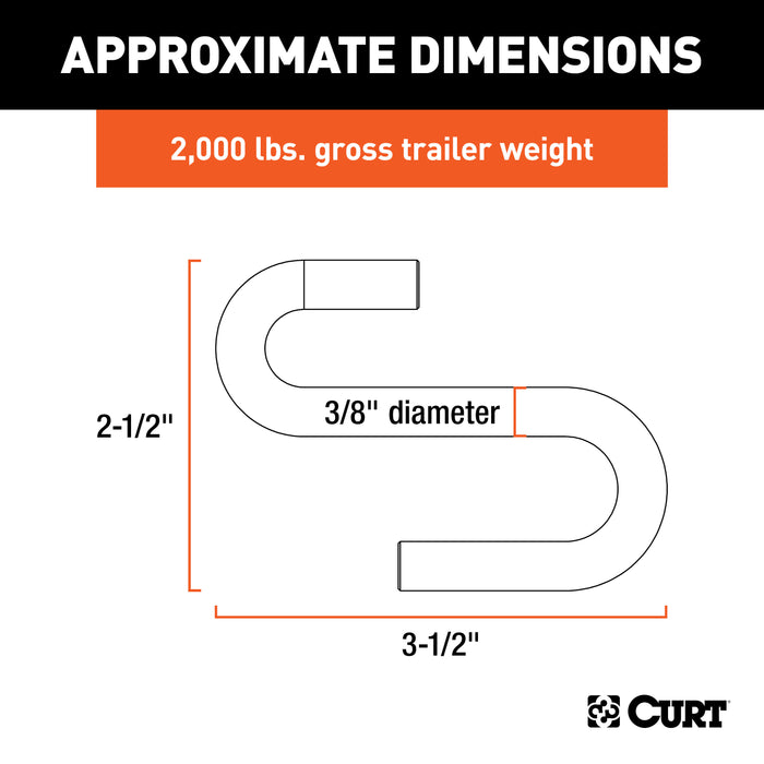 CURT 3/8-Inch Certified Trailer Safety Chain S-Hook, 2,000 lbs Model 81260