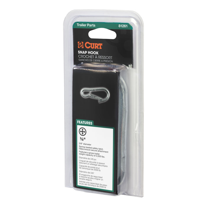 CURT Snap Hook Trailer Safety Chain Hook Carabiner Clip, 3/8-Inch Diameter, 2,000 lbs Model 81261