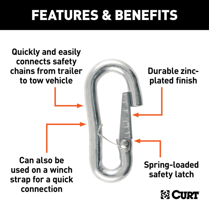 CURT Snap Hook Trailer Safety Chain Hook Carabiner Clip, 7/16-Inch Diameter, 5,000 lbs Model 81277