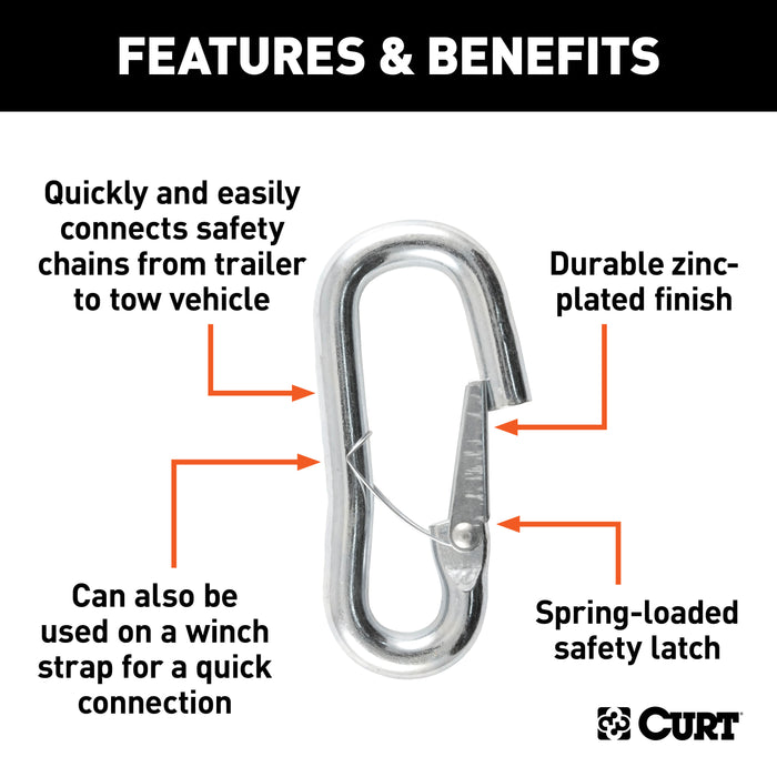 CURT Snap Hook Trailer Safety Chain Hook Carabiner Clip, 9/16-Inch Diameter, 5,000 lbs Model 81281