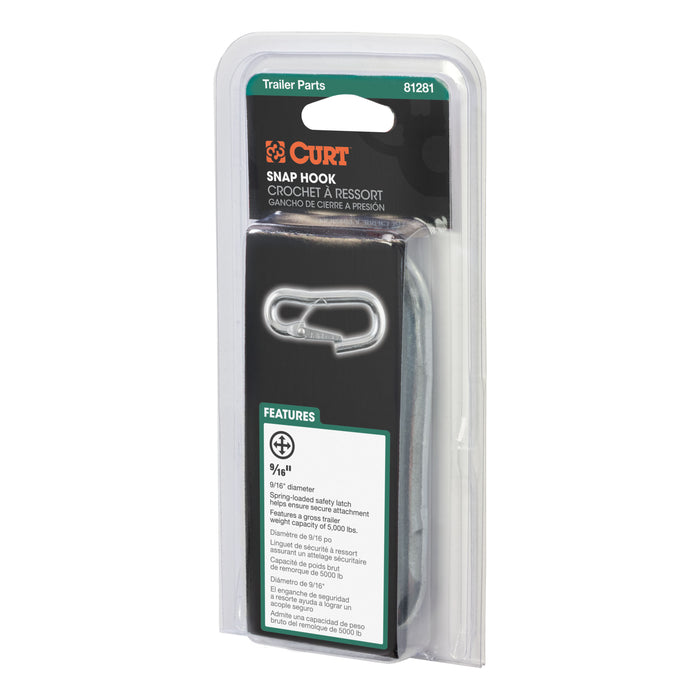 CURT Snap Hook Trailer Safety Chain Hook Carabiner Clip, 9/16-Inch Diameter, 5,000 lbs Model 81281