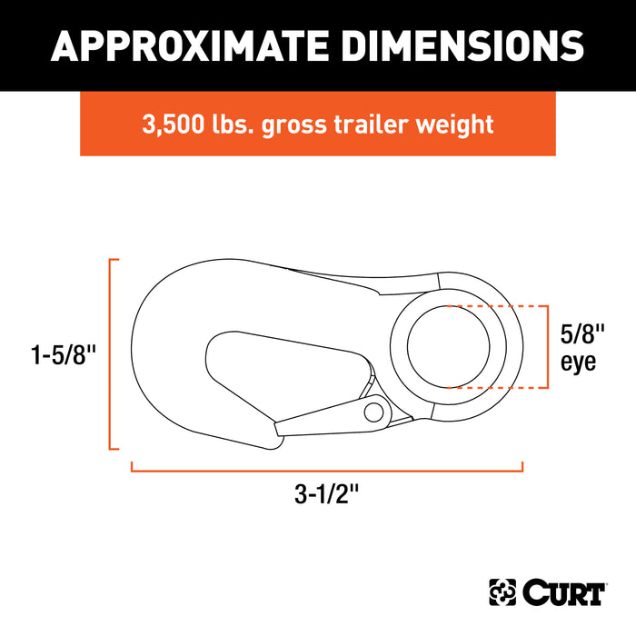 CURT Snap Hook Trailer Safety Chain Hook Carabiner Clip, 5/8-Inch Diameter Eye, 3,500 lbs Model 81360