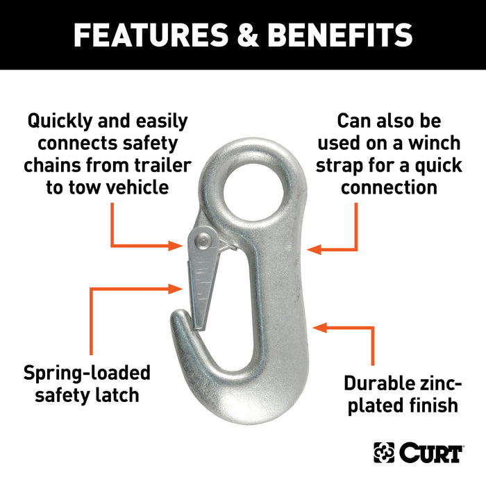 CURT Snap Hook Trailer Safety Chain Hook Carabiner Clip, 5/8-Inch Diameter Eye, 3,500 lbs Model 81360