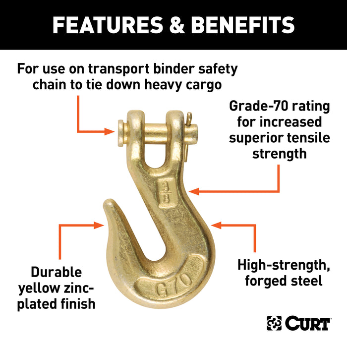 CURT 3/8-Inch Forged Steel Clevis Grab Hook, 6,600 lbs. Work Load, 1/2-In Pin Model 81438