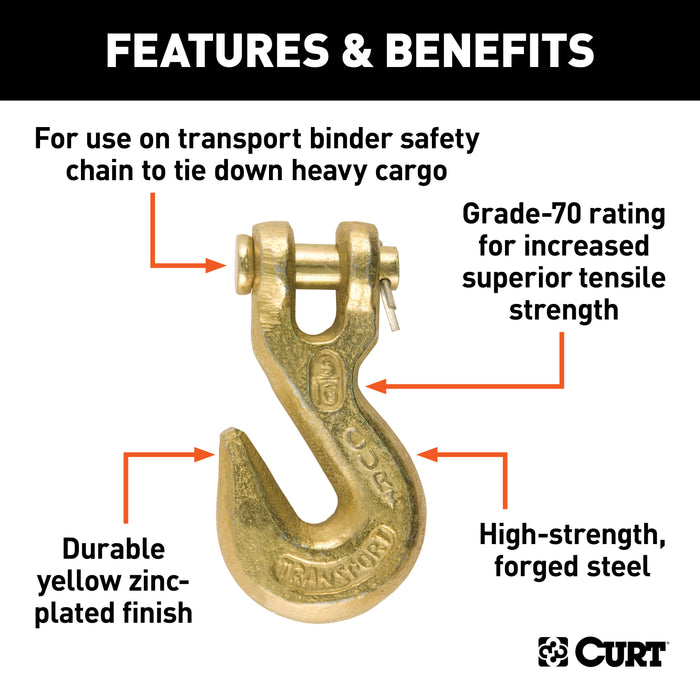 CURT 5/16-Inch Forged Steel Clevis Grab Hook, 4,700 lbs. Work Load, 7/16-In Pin Model 81503