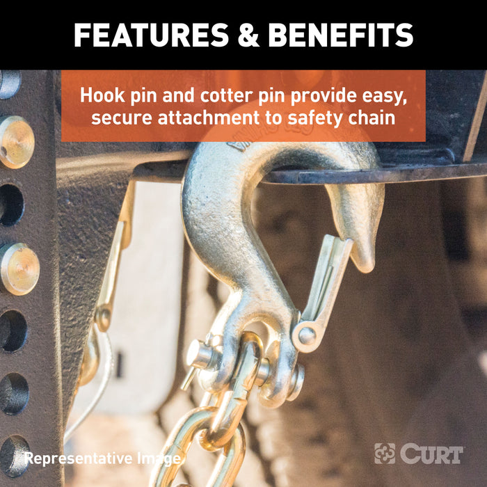 CURT 3/8-Inch Forged Steel Clevis Slip Hook with Safety Latch, 24,000 lbs, 1-In Opening, 3/8" Pin Model 81960