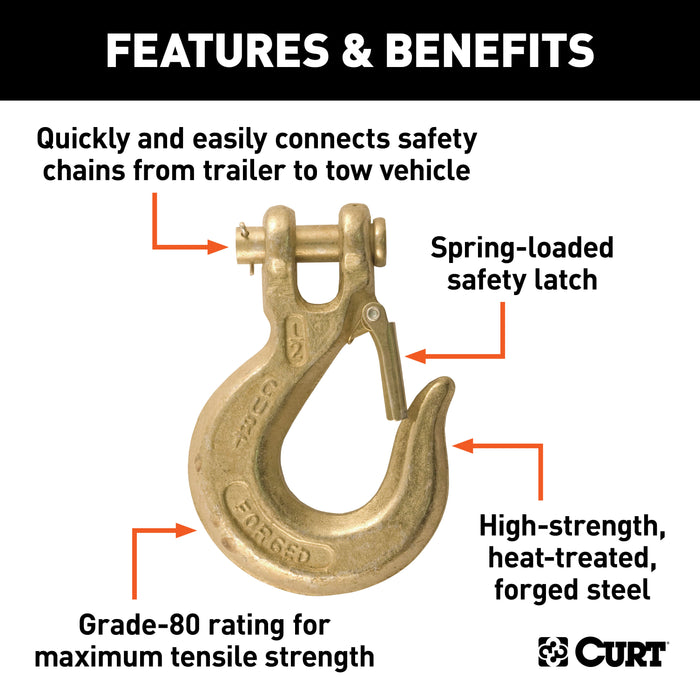 CURT 1/2-Inch Forged Steel Clevis Slip Hook with Safety Latch, 48,000 lbs, 1-1/4-In Opening, 1/2" Pin Model 81980