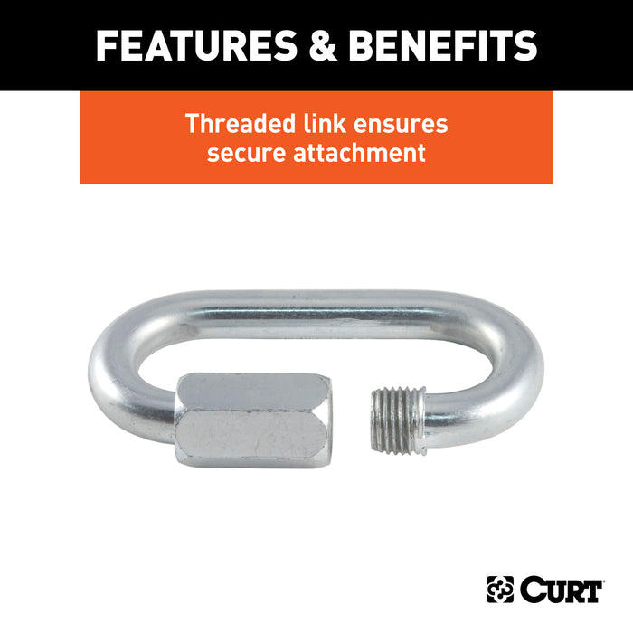 CURT Threaded Quick Link Trailer Safety Chain Hook Carabiner Clip, 5/16-Inch Diameter, 8,800 lbs Break Strength Model 82901