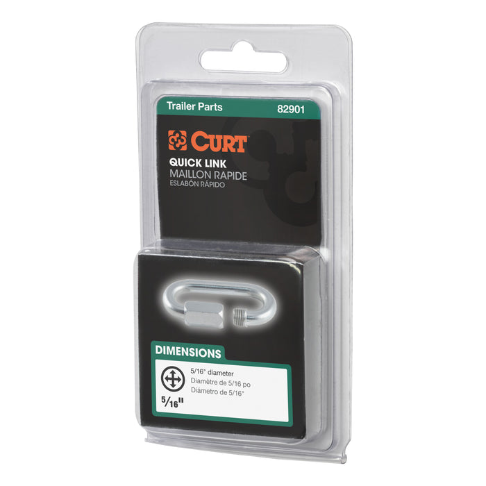CURT Threaded Quick Link Trailer Safety Chain Hook Carabiner Clip, 5/16-Inch Diameter, 8,800 lbs Break Strength Model 82901