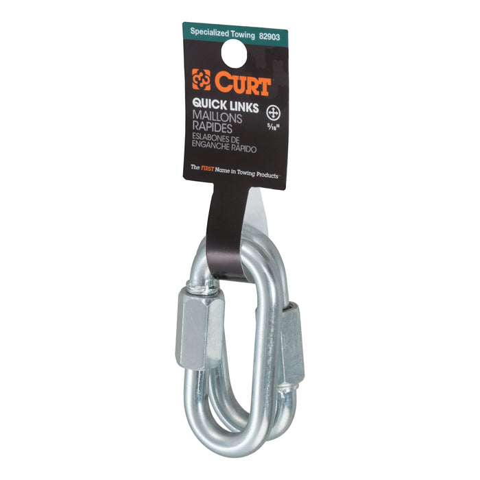 CURT Threaded Quick Link Trailer Safety Chain Hook Carabiner Clips, 5/16-Inch Diameter, 1,760 lbs., 2-Pack Model 82903