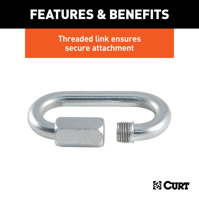 CURT Threaded Quick Link Trailer Safety Chain Hook Carabiner Clip, 7/16-Inch Diameter, 13,200 lbs Break Strength Model 82931