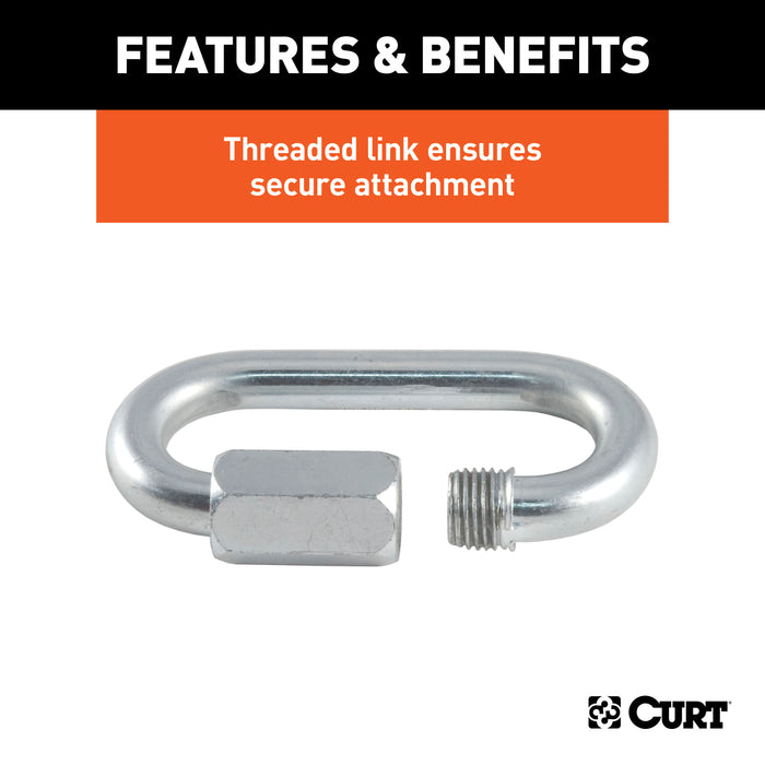 CURT Threaded Quick Link Trailer Safety Chain Hook Carabiner Clip, 1/2-Inch Diameter, 16,500 lbs Break Strength Model 82932
