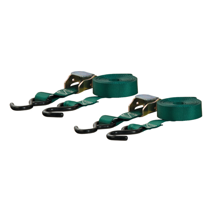 CURT 1-Inch x 15-Foot Dark Green Nylon Cargo Straps, 900 lbs. Break Strength, 2-Pack Model 83015