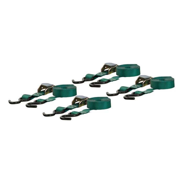 CURT 1-Inch x 16-Foot Dark Green Nylon Cargo Straps, 900 lbs. Break Strength, 4-Pack Model 83016
