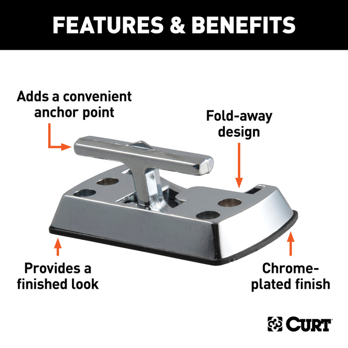 CURT Fold-Away Rope Hook Tie Down Anchor, 1,200 lbs Capacity Model 83060