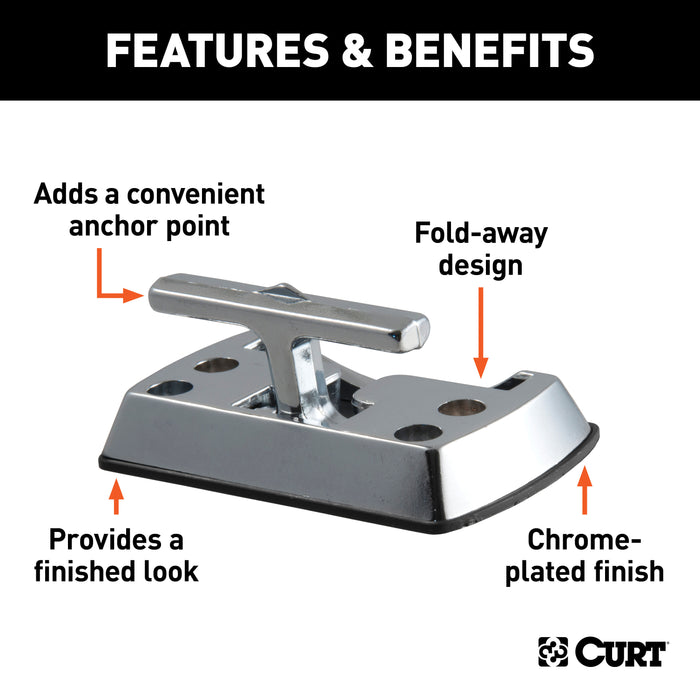 CURT Fold-Away Rope Hook Tie Down Anchor, 1,200 lbs Capacity Model 83061