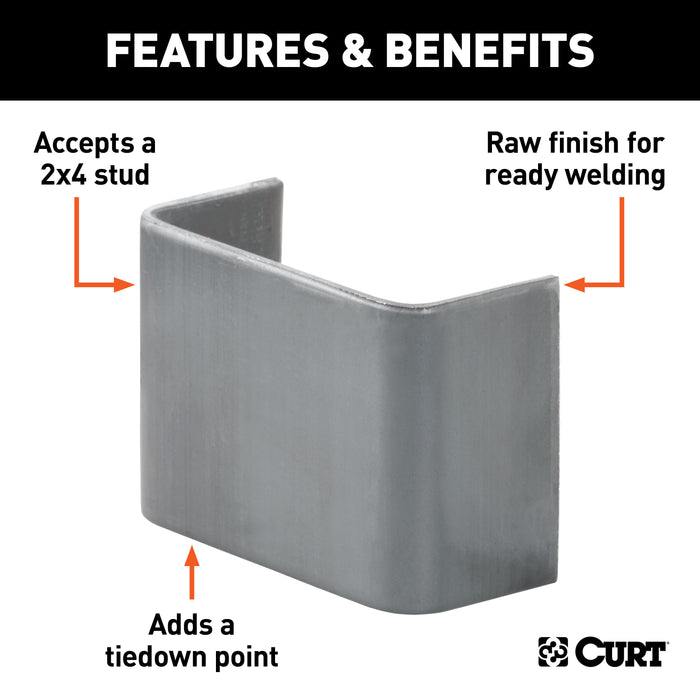 CURT 1-5/8-Inch x 3-1/2-Inch Raw Steel Weld-On Trailer Stake Pocket Tie Down Anchor Model 83072