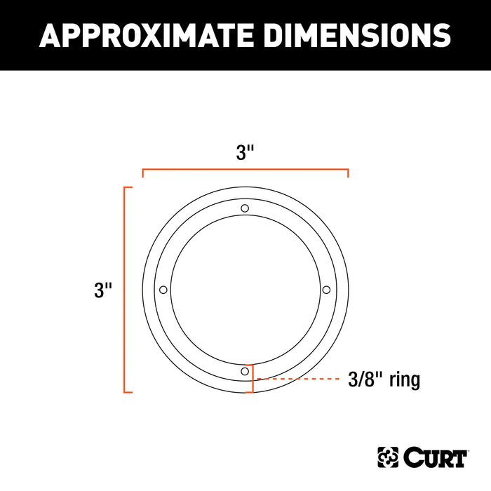CURT 3-Inch Black Plastic Tie Down Anchor Backing Plate Trim Ring Model 83720