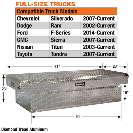 Buyers Products 23x20x71 Inch Diamond Tread Aluminum Crossover Truck Box 1709415