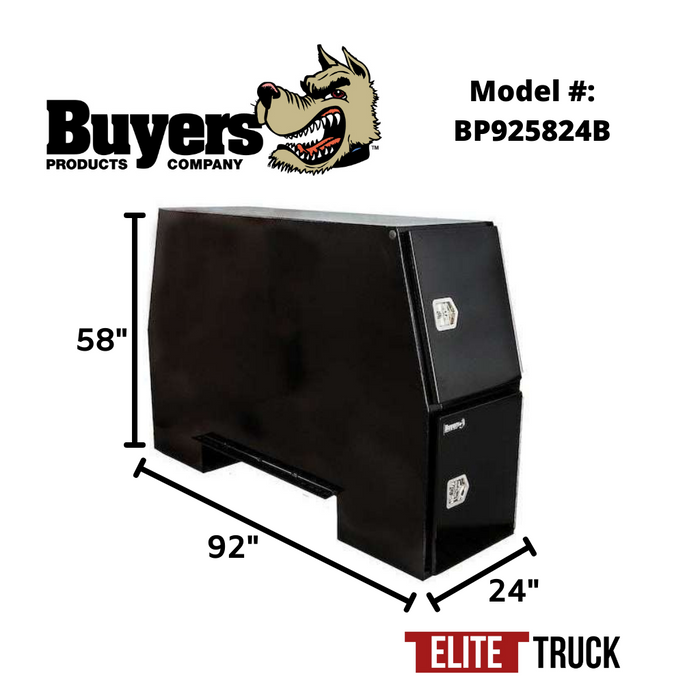 Buyers Products 58x24x92 Inch Black Steel Backpack Truck Tool Box - 8.5 Inch Offset Floor BP925824B