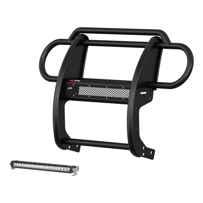 ARIES Pro Series Black Steel Grille Guard with Light Bar, Fits Select Jeep JL, Gladiator Model 2170032