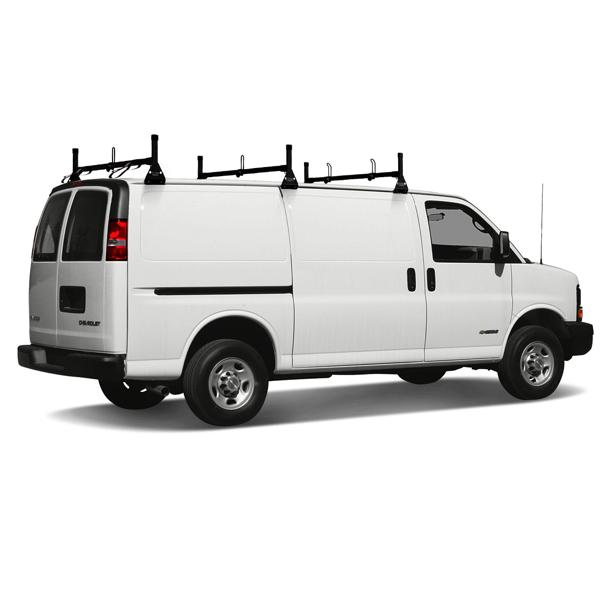 Vantech 3-Bar Black Steel Clamp-On Ladder Rack System Chevrolet Expres ...