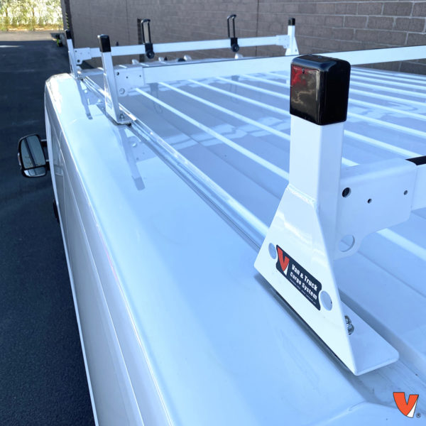 Vantech 3-Bar White Aluminum Ladder Roof Rack System With Roller Ram For Promaster Vans – 5-Year Warranty