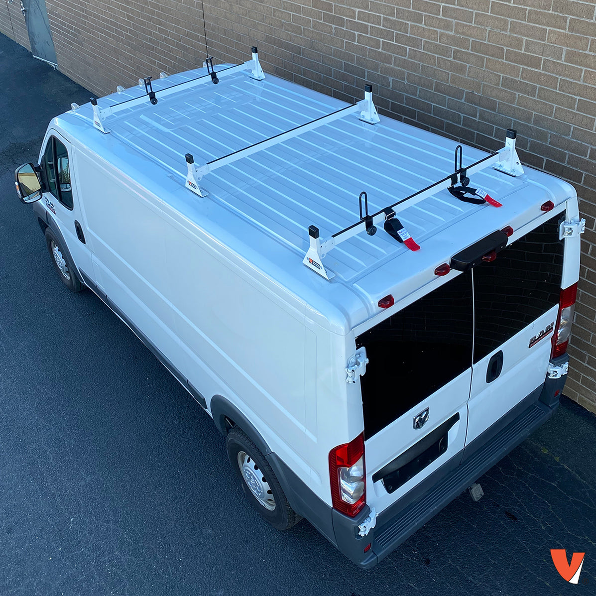 Vantech 3-Bar White Steel Bolt-On Ladder Rack System RAM ProMaster 201 ...