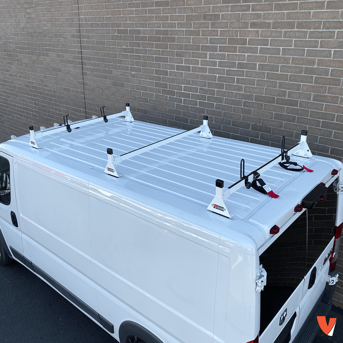 Ram Promaster Ladder Rack Vantech 3-Bar White Steel Bolt-On Ladder Rack System RAM ProMaster 201 ...