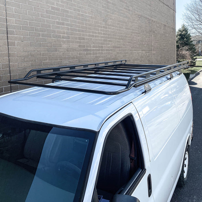 Chevy Express Rack Vantech Black Aluminum Clamp-On Cargo Rack System Chevrolet Express 19 ...