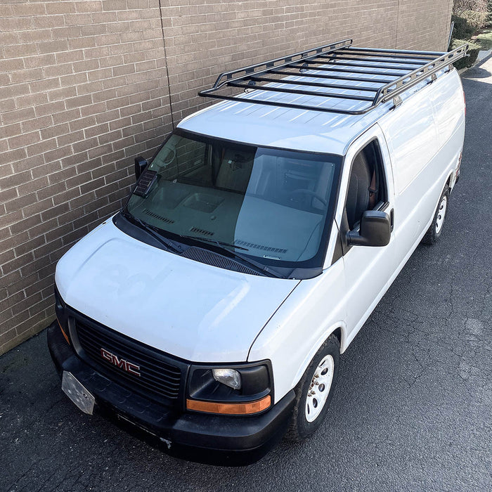 Vantech Black Aluminum Clamp-On Cargo Rack System Chevrolet Express 19 ...