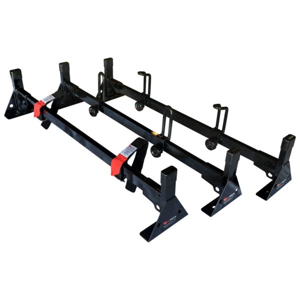 Vantech 3-Bar Black Steel Bolt-On Ladder Rack System Ford Transit 2015-current Model H1723B