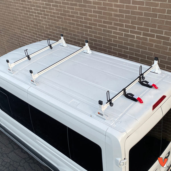 Vantech 3-Bar White Aluminum Bolt-On Ladder Rack System Ford Transit 2015-current Model H1753W