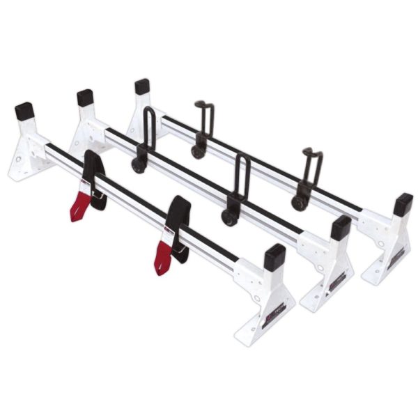 Vantech 3-Bar White Aluminum Bolt-On Ladder Rack System Mercedes Metri 2016 2022 Model H1373w Vantech 3-Bar White Aluminum Bolt-On Ladder Rack System Mercedes Metri 2016 2022 Model H1373w