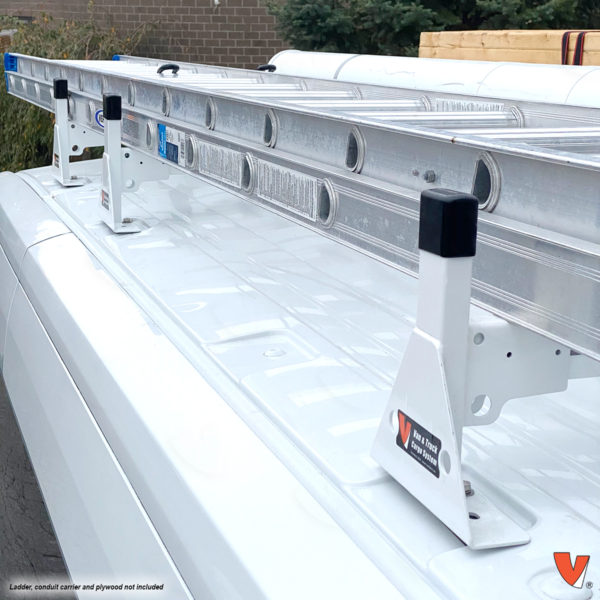 Vantech 3-Bar White Aluminum Bolt-On Ladder Rack System Ford Transit 2015-current Model H1753W