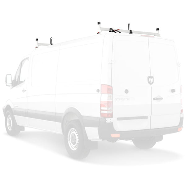 Vantech 2-Bar White Steel Ladder Rack System Mercedes Sprinter 2007-current Low Roof Model H2651W